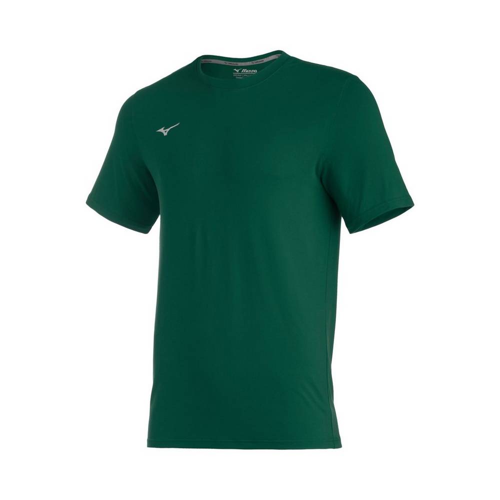 Mizuno Comp Diamond Short Sleeve Crew Férfi Futópóló Zöld TLX982567